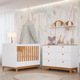 Jogo de Quarto Infantil Biscoito Cômoda 6 Gavetas e Berço Branco/Nature - Permóbili Baby Jogo de Quarto Infantil Biscoito Cômoda 6 Gavetas e Berço Branco/Nature - Permóbili Baby