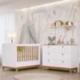 Jogo de Quarto Infantil Biscoito Cômoda 6 Gavetas e Berço Branco/Nature - Permóbili Baby