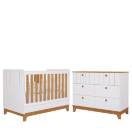 Jogo de Quarto Infantil Biscoito Cômoda 6 Gavetas e Berço Branco/Nature - Permóbili Baby Jogo de Quarto Infantil Biscoito Cômoda 6 Gavetas e Berço Branco/Nature - Permóbili Baby