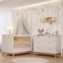 Jogo de Quarto Infantil Biscoito Cômoda 6 Gavetas e Berço Off White/Nature - Permóbili Baby