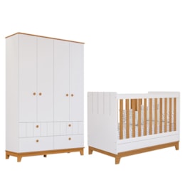 Jogo de Quarto Infantil Biscoito Guarda Roupa e Berço Branco/Nature - Permóbili Baby Jogo de Quarto Infantil Biscoito Guarda Roupa e Berço Branco/Nature - Permóbili Baby