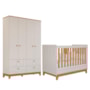 Jogo de Quarto Infantil Biscoito Guarda Roupa e Berço Off White/Nature - Permóbili Baby