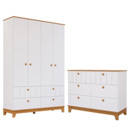 Jogo de Quarto Infantil Biscoito Guarda Roupa e Cômoda 6 Gavetas Branco/Nature - Permóbili Baby Jogo de Quarto Infantil Biscoito Guarda Roupa e Cômoda 6 Gavetas Branco/Nature - Permóbili Baby