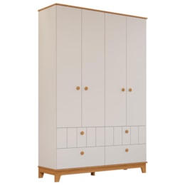 Jogo de Quarto Infantil Biscoito Guarda Roupa e Cômoda 6 Gavetas Off White/Nature - Permóbili Baby