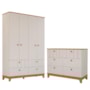 Jogo de Quarto Infantil Biscoito Guarda Roupa e Cômoda 6 Gavetas Off White/Nature - Permóbili Baby