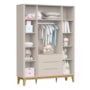 Jogo de Quarto Infantil Boom Classic Guarda Roupa 4 Portas e Cômoda 6 Gavetas Areia Fosco com Pés Amadeirado - Reller Móveis