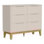 Jogo de Quarto Infantil Boom Classic Guarda Roupa 4 Portas e Cômoda 6 Gavetas Areia Fosco com Pés Amadeirado - Reller Móveis