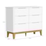 Jogo de Quarto Infantil Boom Classic Guarda Roupa 4 Portas e Cômoda 6 Gavetas Branco Fosco com Pés Amadeirado - Reller Móveis