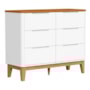 Jogo de Quarto Infantil Boom Classic Guarda Roupa 4 Portas e Cômoda 6 Gavetas Branco Fosco/Savana com Pés Amadeirado - Reller Móveis