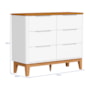 Jogo de Quarto Infantil Boom Classic Guarda Roupa 4 Portas e Cômoda 6 Gavetas Branco Fosco/Savana com Pés Amadeirado - Reller Móveis