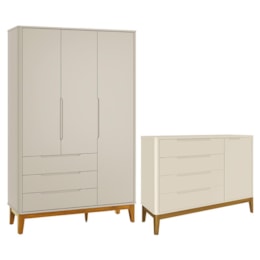 Jogo de Quarto Infantil Boom Classic Guarda Roupa e Cômoda 1 Porta Areia Fosco com Pés Amadeirado - Reller Móveis Jogo de Quarto Infantil Boom Classic Guarda Roupa e Cômoda 1 Porta Areia Fosco com Pés Amadeirado - Reller Móveis