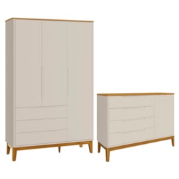 Jogo de Quarto Infantil Boom Classic Guarda Roupa e Cômoda 1 Porta Areia Fosco/Savana com Pés Amadeirado - Reller Móveis Jogo de Quarto Infantil Boom Classic Guarda Roupa e Cômoda 1 Porta Areia Fosco/Savana com Pés Amadeirado - Reller Móveis