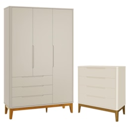 Jogo de Quarto Infantil Boom Classic Guarda Roupa e Cômoda 4 Gavetas Areia Fosco com Pés Amadeirado - Reller Móveis Jogo de Quarto Infantil Boom Classic Guarda Roupa e Cômoda 4 Gavetas Areia Fosco com Pés Amadeirado - Reller Móveis