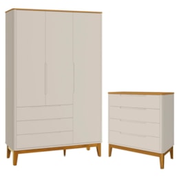 Jogo de Quarto Infantil Boom Classic Guarda Roupa e Cômoda 4 Gavetas Areia Fosco/Savana com Pés Amadeirado - Reller Móveis Jogo de Quarto Infantil Boom Classic Guarda Roupa e Cômoda 4 Gavetas Areia Fosco/Savana com Pés Amadeirado - Reller Móveis