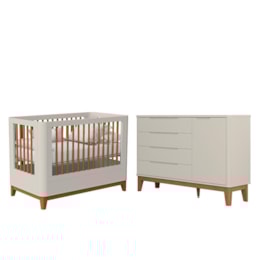 Jogo de Quarto Infantil Boom Classic Slim Berço e Cômoda 1 Porta Areia Fosco com Pés Amadeirado - Reller Móveis Jogo de Quarto Infantil Boom Classic Slim Berço e Cômoda 1 Porta Areia Fosco com Pés Amadeirado - Reller Móveis