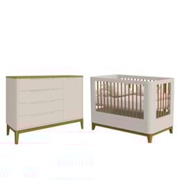 Jogo de Quarto Infantil Boom Classic Slim Berço e Cômoda 1 Porta Areia Fosco/Savana com Pés Amadeirado - Reller Móveis Jogo de Quarto Infantil Boom Classic Slim Berço e Cômoda 1 Porta Areia Fosco/Savana com Pés Amadeirado - Reller Móveis