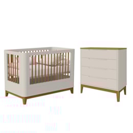 Jogo de Quarto Infantil Boom Classic Slim Berço e Cômoda 4 Gavetas Areia Fosco/Savana com Pés Amadeirado - Reller Móveis Jogo de Quarto Infantil Boom Classic Slim Berço e Cômoda 4 Gavetas Areia Fosco/Savana com Pés Amadeirado - Reller Móveis