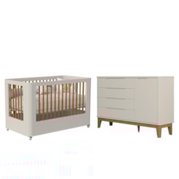 Jogo de Quarto Infantil Boom Classic Slim Wheels Berço e Cômoda 1 Porta Areia Fosco com Pés Amadeirado - Reller Móveis Jogo de Quarto Infantil Boom Classic Slim Wheels Berço e Cômoda 1 Porta Areia Fosco com Pés Amadeirado - Reller Móveis