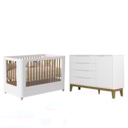 Jogo de Quarto Infantil Boom Classic Slim Wheels Berço e Cômoda 1 Porta Branco Fosco com Pés Amadeirado - Reller Móveis Jogo de Quarto Infantil Boom Classic Slim Wheels Berço e Cômoda 1 Porta Branco Fosco com Pés Amadeirado - Reller Móveis