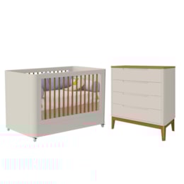Jogo de Quarto Infantil Boom Plus Wheels Berço e Cômoda 4 Gavetas Areia Fosco/Savana com Pés Amadeirado - Reller Móveis Jogo de Quarto Infantil Boom Plus Wheels Berço e Cômoda 4 Gavetas Areia Fosco/Savana com Pés Amadeirado - Reller Móveis