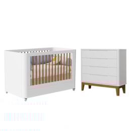 Jogo de Quarto Infantil Boom Plus Wheels Berço e Cômoda 4 Gavetas Branco Fosco com Pés Amadeirado - Reller Móveis Jogo de Quarto Infantil Boom Plus Wheels Berço e Cômoda 4 Gavetas Branco Fosco com Pés Amadeirado - Reller Móveis