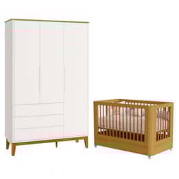 Jogo de Quarto Infantil Boom Slim Wheels Guarda Roupa e Berço Branco Fosco/Savana - Reller Móveis Jogo de Quarto Infantil Boom Slim Wheels Guarda Roupa e Berço Branco Fosco/Savana - Reller Móveis