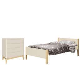 Jogo de Quarto Infantil Cama Simba e Cômoda Boom Areia Fosco com Pés Madeira Natural - Reller Móveis  Jogo de Quarto Infantil Cama Simba e Cômoda Boom Areia Fosco com Pés Madeira Natural - Reller Móveis