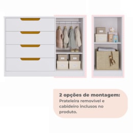Jogo de Quarto Infantil Caramelo Cômoda com Porta e Berço Branco Acetinado/Nature - Permóbili Baby