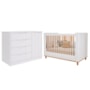 Jogo de Quarto Infantil Caramelo Cômoda com Porta e Berço Branco Acetinado - Permóbili Baby