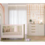 Jogo de Quarto Infantil Caramelo Cômoda com Porta e Berço Off White/Nature - Permóbili Baby
