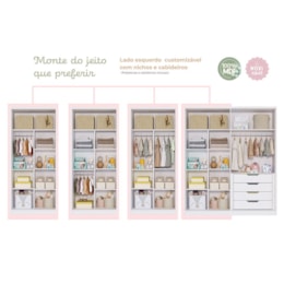 Jogo de Quarto Infantil Caramelo Guarda Roupa e Berço Branco Acetinado/Nature - Permóbili Baby