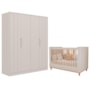 Jogo de Quarto Infantil Caramelo Guarda Roupa e Berço Off White - Permóbili Baby