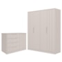 Jogo de Quarto Infantil Caramelo Guarda Roupa e Cômoda com Porta Off White - Permóbili Baby 