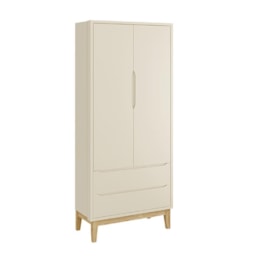 Jogo de Quarto Infantil Classic Guarda Roupa 2 Portas e Cômoda 6 Gavetas Areia Fosco com Pés Madeira Natural - Reller Móveis Jogo de Quarto Infantil Classic Guarda Roupa 2 Portas e Cômoda 6 Gavetas Areia Fosco com Pés Madeira Natural - Reller Móveis