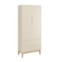 Jogo de Quarto Infantil Classic Guarda Roupa 2 Portas e Cômoda 6 Gavetas Areia Fosco com Pés Madeira Natural - Reller Móveis