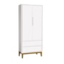 Jogo de Quarto Infantil Classic Guarda Roupa 2 Portas e Cômoda 6 Gavetas Branco Fosco com Pés Amadeirado - Reller Móveis