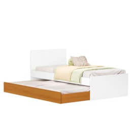 Jogo de Quarto Infantil com Bicama Sofá Solteiro Nino e Cômoda Luna 1 Porta Branco Fosco/Savana Fosco - Reller Móveis 