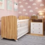 Jogo de Quarto Infantil com Cômoda 3 Gavetas Smim e Berço Uli Branco Brilho/Amêndoa - Móveis Peroba