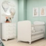 Jogo de Quarto Infantil com Cômoda 4 Gavetas Júnior e Berço Uli Branco Brilho - Móveis Peroba