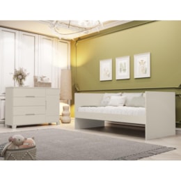 Jogo de Quarto Infantil com Sofá Cama Solteiro Nino e Cômoda Luna 1 Porta Areia Fosco - Reller Móveis