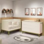 Jogo de Quarto Infantil Cômoda 1 Porta e Berço Classic Areia Fosco com Pés Amadeirado - Reller Móveis