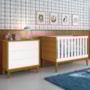 Jogo de Quarto Infantil Cômoda 3 Gavetas e Berço Classic Branco/Savana com Pés Amadeirado - Reller Móveis