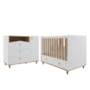 Jogo de Quarto Infantil Cômoda Casinha 1 Porta e Berço Americano Candy Branco/Nature - Permóbili Baby