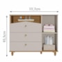 Jogo de Quarto Infantil Cômoda Casinha 1 Porta e Berço Americano Candy Off White/Nature - Permóbili Baby 