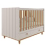 Jogo de Quarto Infantil Cômoda Casinha 1 Porta e Berço Americano Candy Off White/Nature - Permóbili Baby 