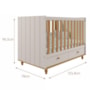 Jogo de Quarto Infantil Cômoda Casinha 1 Porta e Berço Americano Candy Off White/Nature - Permóbili Baby 