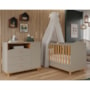 Jogo de Quarto Infantil Cômoda Casinha 1 Porta e Berço Americano Mimo Fendi/Nature - Permóbili Baby