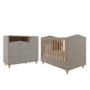 Jogo de Quarto Infantil Cômoda Casinha 1 Porta e Berço Americano Mimo Fendi/Nature - Permóbili Baby