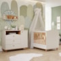 Jogo de Quarto Infantil Cômoda Casinha 1 Porta e Berço Americano Mimo Off White/Nature - Permóbili Baby