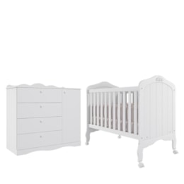 Jogo de Quarto Infantil Cômoda Encanto e Berço Harmonia Branco - Permóbili Baby Jogo de Quarto Infantil Cômoda Encanto e Berço Harmonia Branco - Permóbili Baby